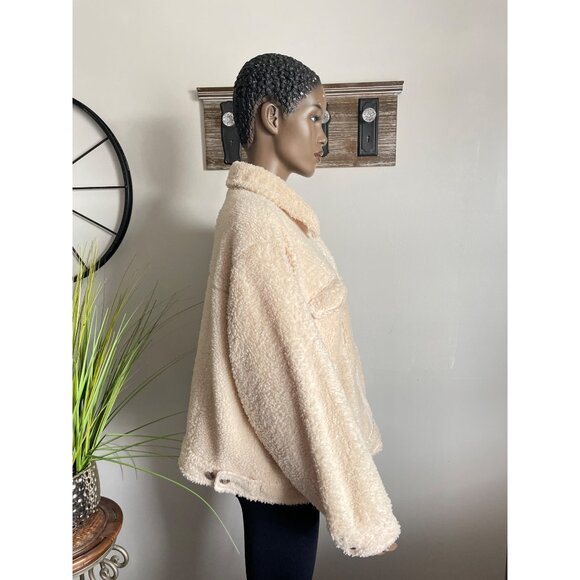 AVA & VIV Teddy Bear Sherpa Women's Jacket Faux Fur Polyester Cream Cozy Size 2X - Picture 4 of 8